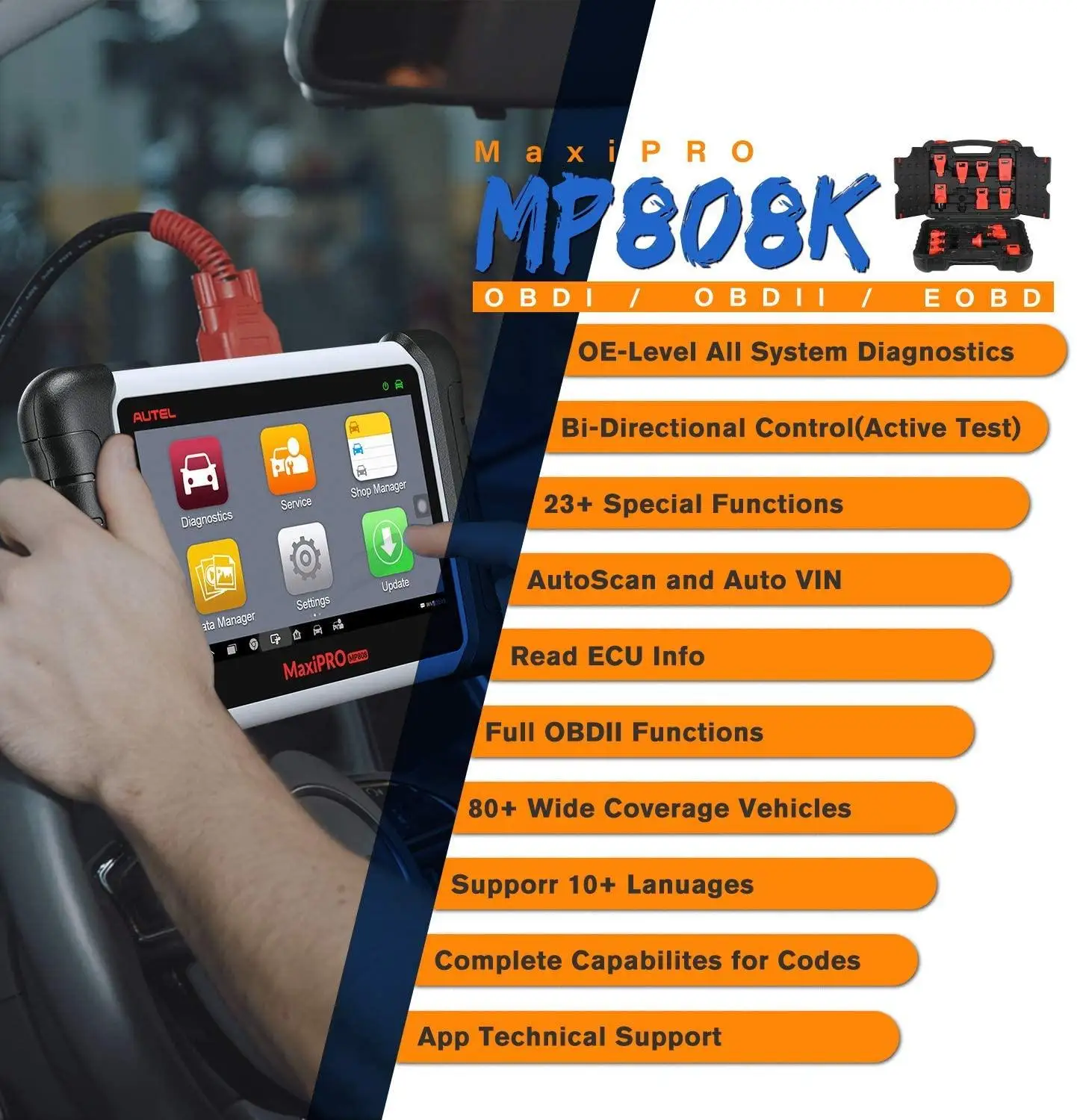 Autel MaxiPRO MP808K Авто диагностический инструмент автоматического OBD2 читатель кода
