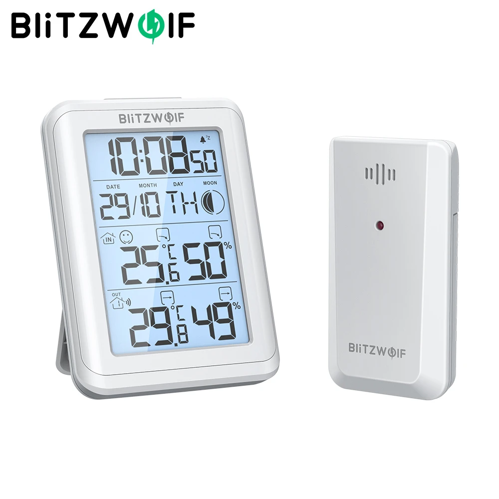 kandidaat pijp Narabar Blitzwolf BW TM01 Lcd scherm Draadloze Weerstation Digitale Binnen Buiten  Thermometer Hygrometer Temperatuur Vochtigheid Monitor|Domotica| -  AliExpress