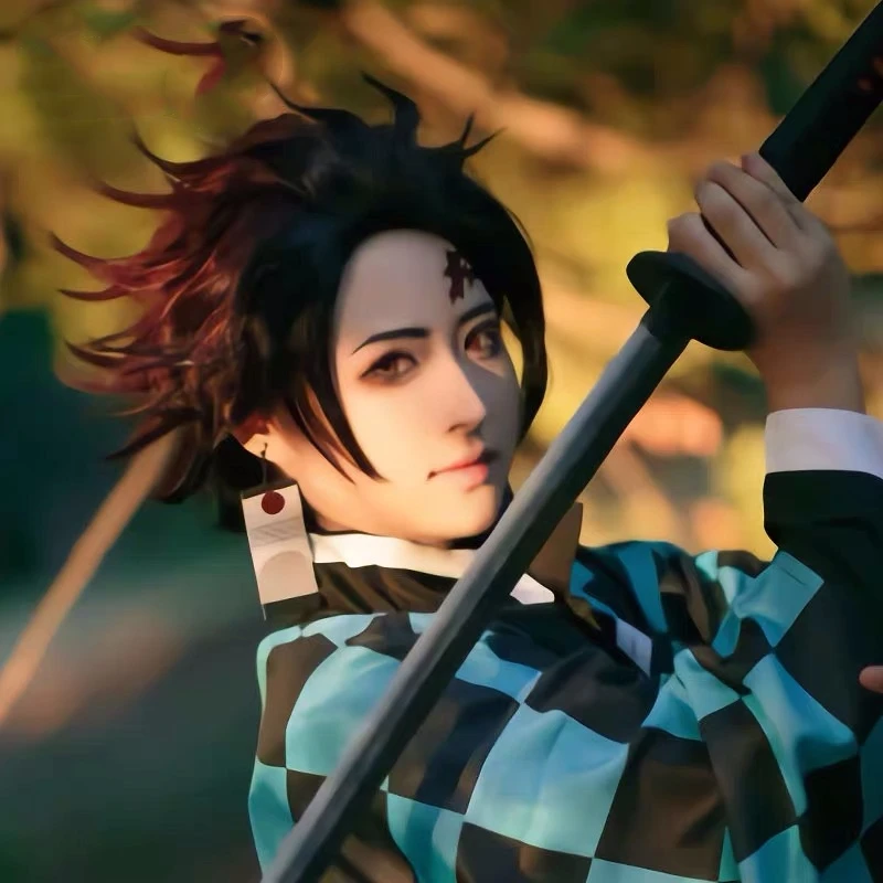 AniHut Kamado Tanjirou парик Kimetsu no Yaiba Demon Slayer Косплей волосы синтетические термостойкие