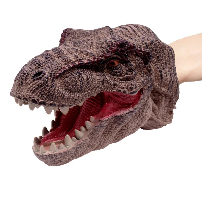 Мягкая кукла Dinosaure куклы для театра марионеток фигура головы животное акула тираннозавр рука динозавр игрушки Юрского периода для подарка детская модель мира - Цвет: Темно-красный