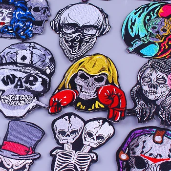 

Boxing Skull Patch Iron On Patches For Clothes Stickers Orangutan Punk Patch Embroidered Patches For Clothing Applique Naszywki