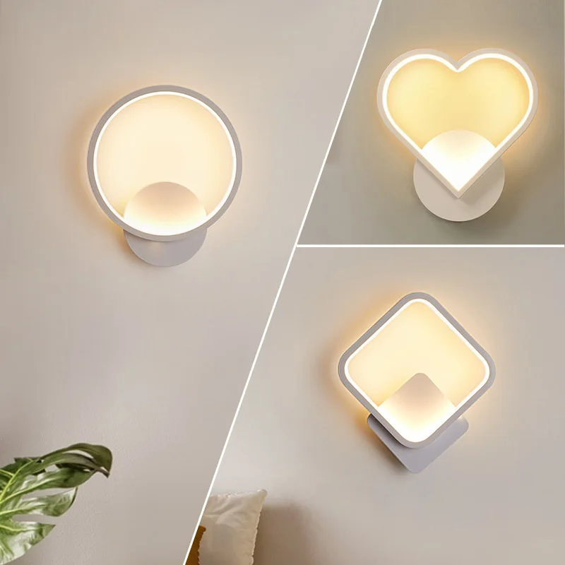 

Modern LED Light 12W Wall Mounted Industrial Lamp Bedroom Light Round Square Heart-Shaped Warm White Acrylic Material Decor