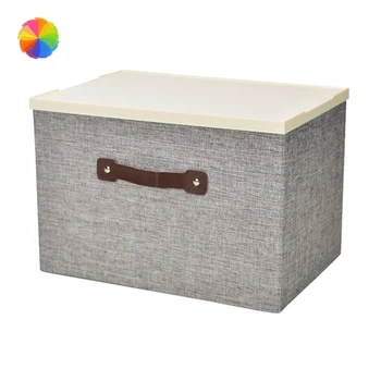 

Large Capacity Cotton Foldable Storage Box Polyester Linen Storage Box with PP Plastic Cover Home Thick Colorful Organizer