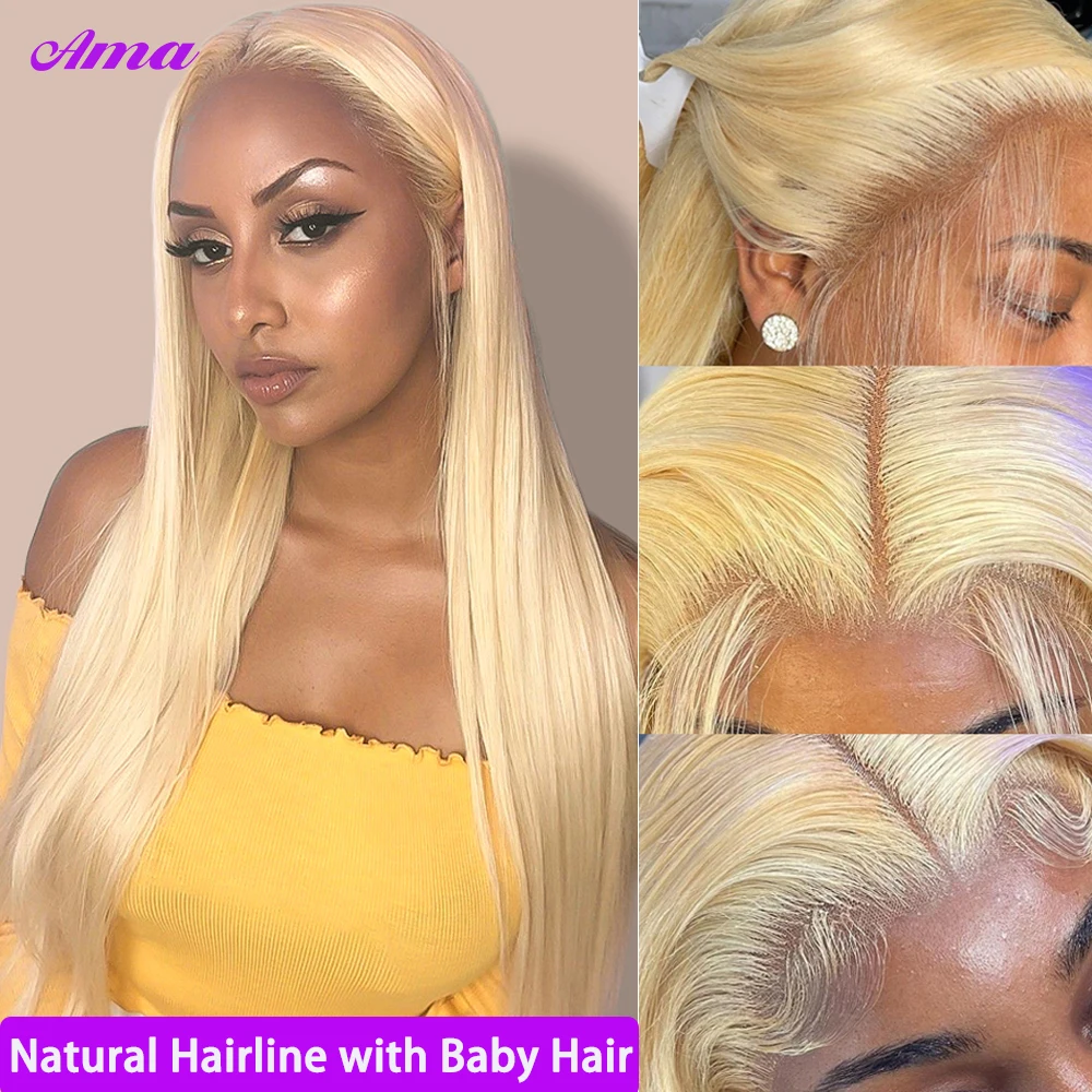 613 Lace Frontal Wig 13x6 Straight Lace Front Wigs Human Hair 180% Density Blonde Front Wig Human Hair Pre Plucked