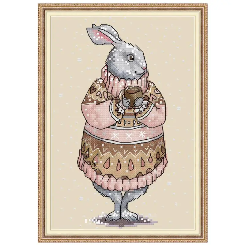 

Rabbit DIY Handmade Needlework Counted 14CT Printed Cross Stitch Embroidery Kit