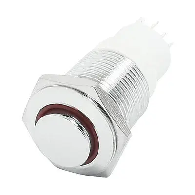 

6V 3A 16mm Thread SPDT 5Pin Red LED Angel Eye Hight Flat Head Push Button Switch
