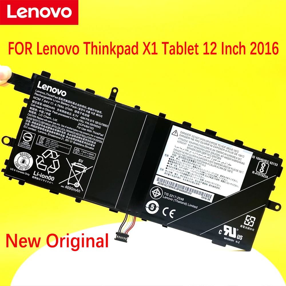 Nuova Batteria Per Laptop Originale Per Tablet Lenovo Thinkpad X1 12 Pollici 2016 00 Hw045 Sb10J78993 Sb10J78994 00 Hw046