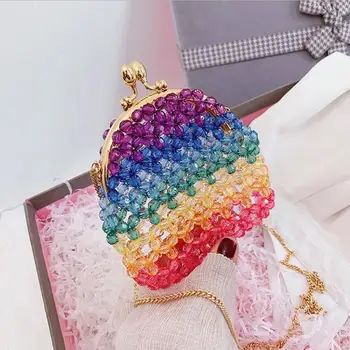 

Transparent Beaded Shell bag 2020 Summer New High-quality PVC Women's Designer Handbag Chain Shoulder Messenger Bag Travel bag