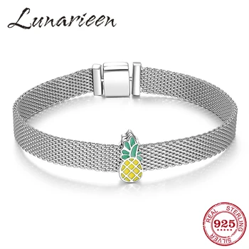 

925 Sterling Silver Yellow pineapple Round Clip Bead Fine Chain Bracelet Fit Original Reflexions Women Charms Bracelet Jewelry