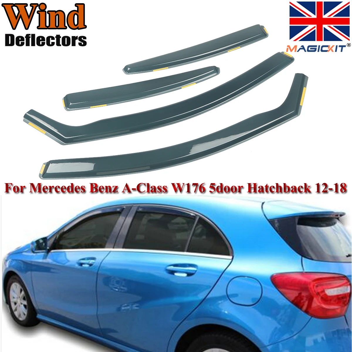 Ветровые дефлекторы Magickit для MERCEDES BENZ A CLASS W176 5 ДВ 2012-18 4 шт. | Автомобили и мотоциклы