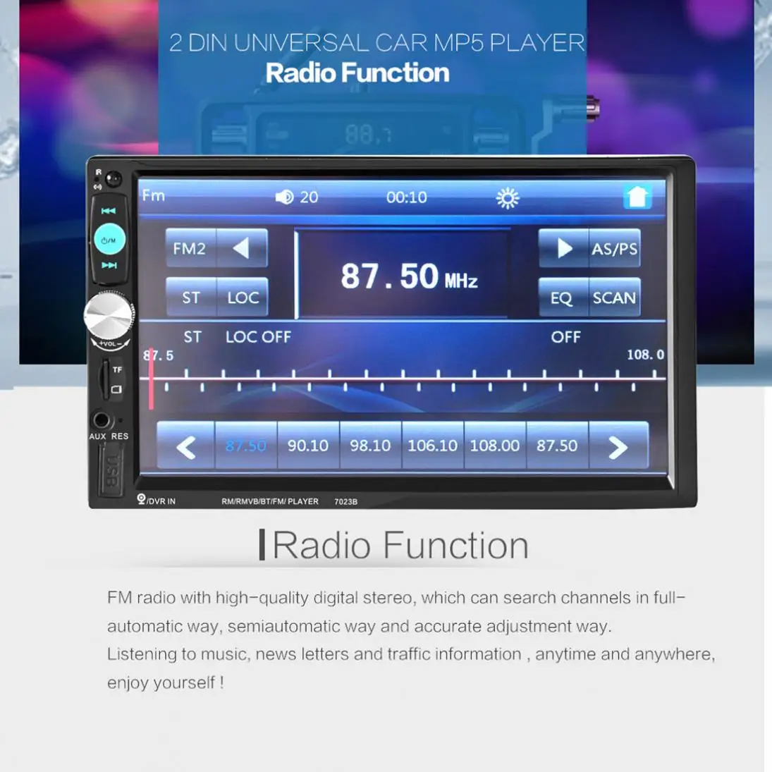 7 дюймов Сенсорный экран 2din автомобильный Радио Стерео Bluetooth/AUX/SD/FM/USB MP5 игроков