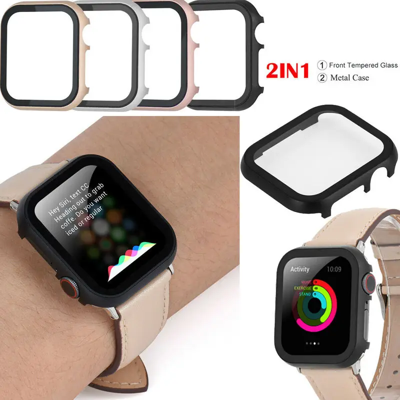 

Full Screen Protector Cover+Tempered Glass for Apple Watch Series 5 4 3 2 1 Case 40mm 44m Bumper for IWatch Watch Cover Shell