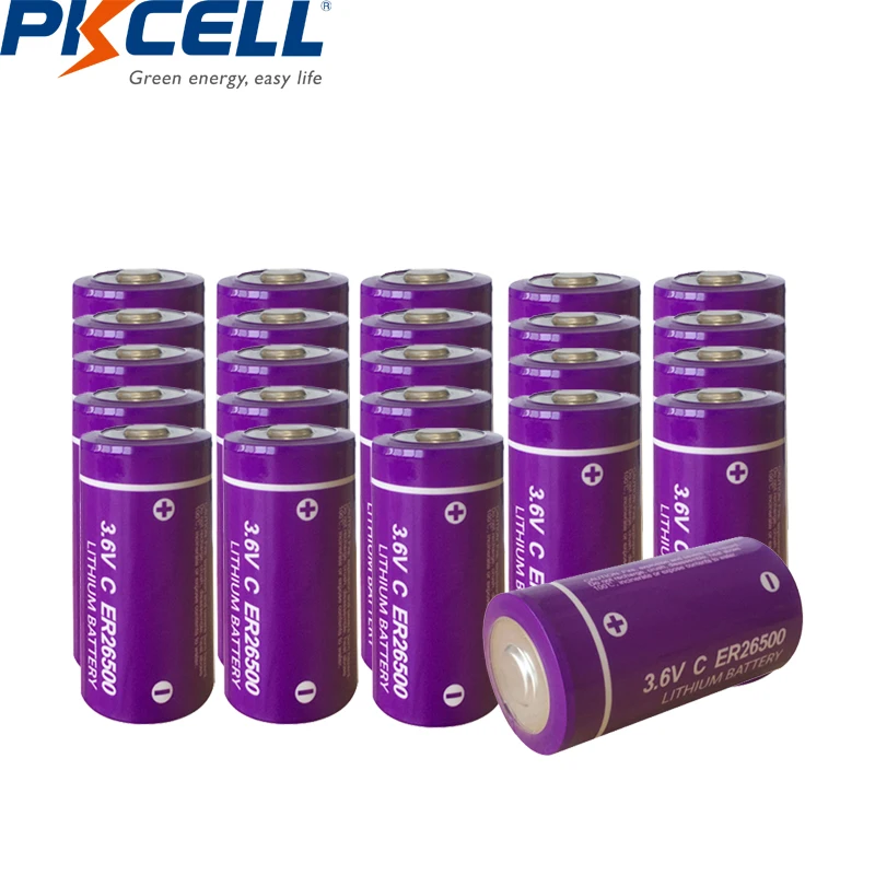 24 шт. PKCELL ER26500M ER26500 26500 3 6 щелочные батареи яркос Размеры литий Батарея 9000 мА/ч Li SOCl2