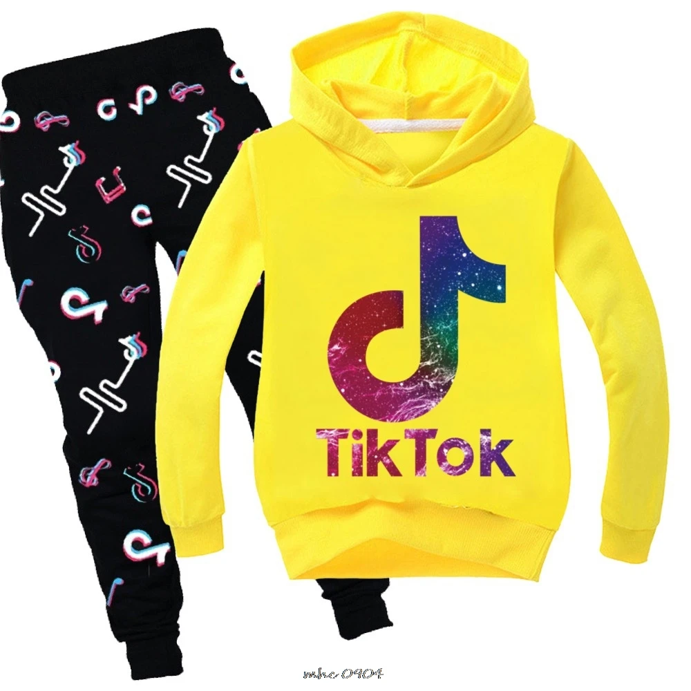 Tik Tok Boy girl sports Outfit Sweatshirts Sport Cotton Kids Tik TokT Shirt  Hoodies Tops Clothes tracksuits spring and fall Sets