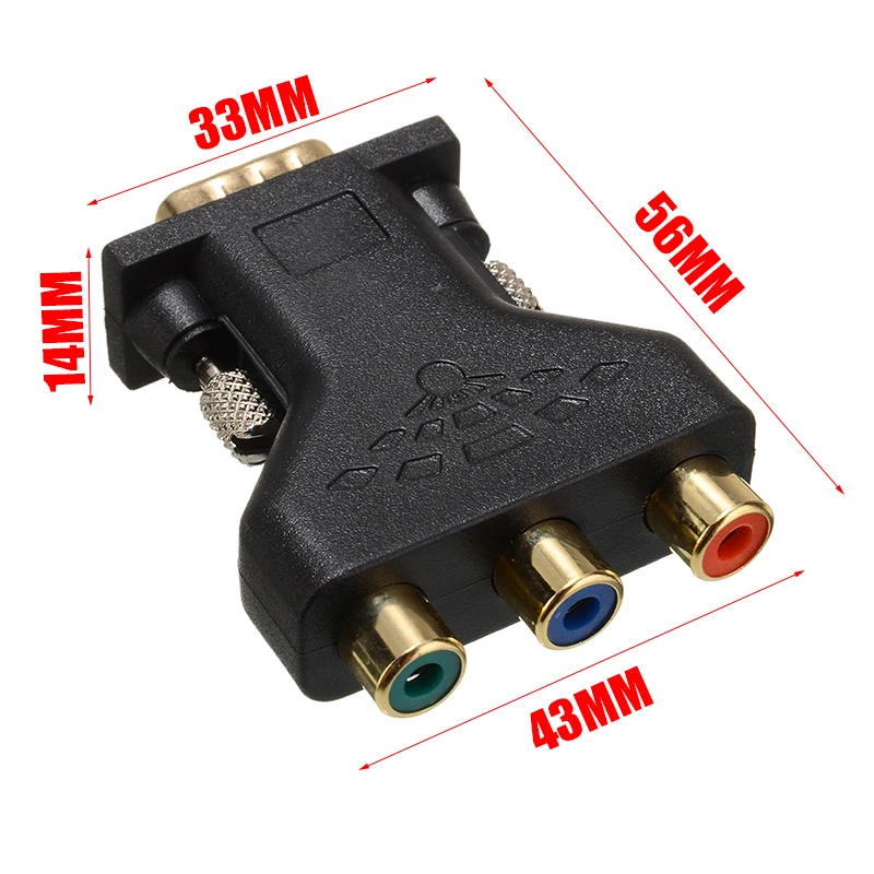 VGA RCA Adapter 3RCA Video Female To HD 15 Pin VGA Converter Style Component Video Jack Adapter vga cable adapter,vga cable,vga to av converter,vga to hdtv adapter