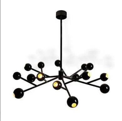 Post modern 15 heads black glass ball Led Chandelier Pendant Lamp G9 Led Glass Hanging Lamp for living room dinning room Home