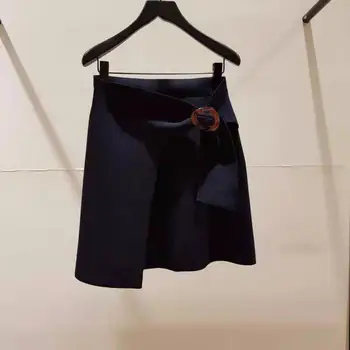 

Women's High Waist Retro Mini Skirt Ring Buckle Knotted Spring And Summer New Skirts