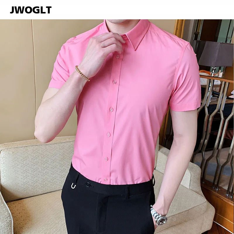 Мужская хлопковая рубашка на пуговицах Повседневная приталенная белая