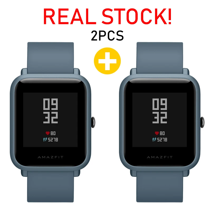 Blue 2Pcs Глобальная версия Amazfit Huami Bip Lite 2 оригинальные Xiaomi Смарт часы gps 45 дней батарея глонесс сердечного ритма HUAMI умные часы - Цвет: Blue 2Pcs