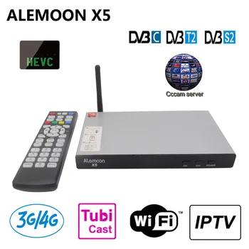 

ALEMOON X5 DVB-T2 DVB-S2 DVB-C Satellite Receiver Receptor + 1 year Europe Cccam clines for Spain Italy WiFi IPTV Box Cast