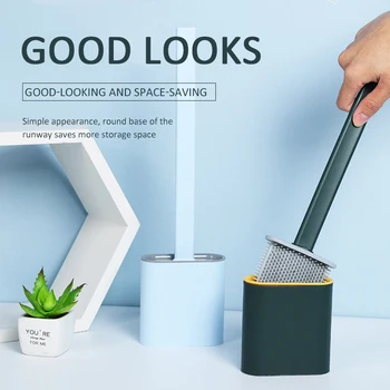 

Silicone Flex Toilet Brush With Holder Silicone Toilet Brush Wash Brushes Wall-mounted Bathroom Toilet Cleaner Drop Shipping