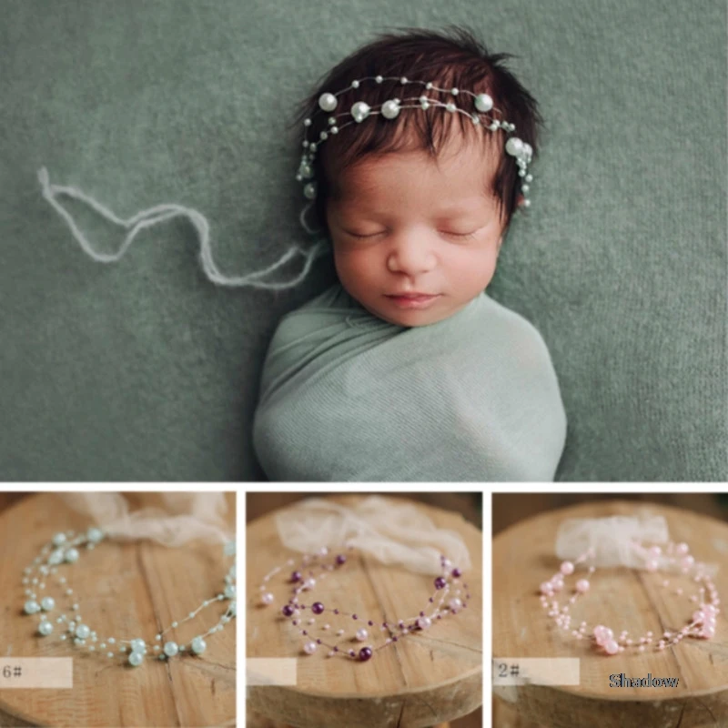 Newborn Photography Props Pearl Baby Headband Princess Baby Hairband Full-moon Headwear Infant Photo Shoot Accessories New Type