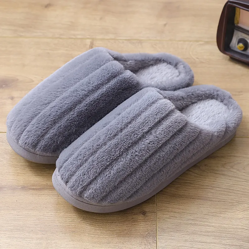 

Winter cotton slippers men 2019 new simple household indoor non-slip warm home plush shoes men winter