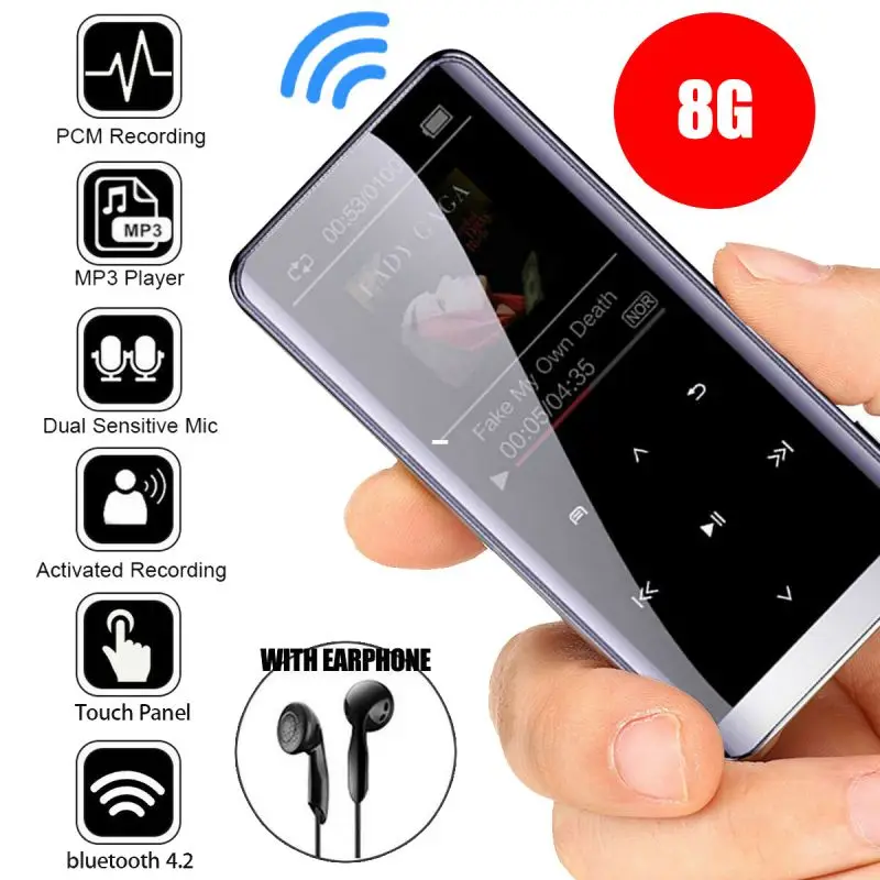 MP3 HIFI плеер Bluetooth CSR™4,2 плеер Встроенная память: 8 ГБ/16 ГБ/32 ГБ/64 ГБ с наушниками/зарядным кабелем mp3-плеер