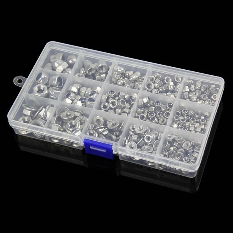1 комплект 304 шестигранный набор гаек бытовой нейлоновый замок/крышка украшения/гайки с фланцем 385 шт
