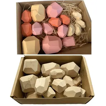 

16 Pcs Children Wooden Stone Stacking Game Building Block Kids Educational Toy P31B