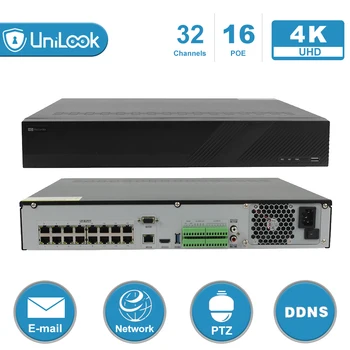 

UniLook 32CH Max Support 4K 8MP TVT OEM Network Video Recorder 16 POE Port HDMI 2 SATA Max 16TB Storage NVR H.265 Onvif P2P View