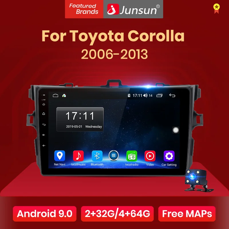 Junsun V1 Pro 4G + 64G Android 9 0 для Toyota Corolla 2006 2013 автомобильный Радио Мультимедиа Видео плеер