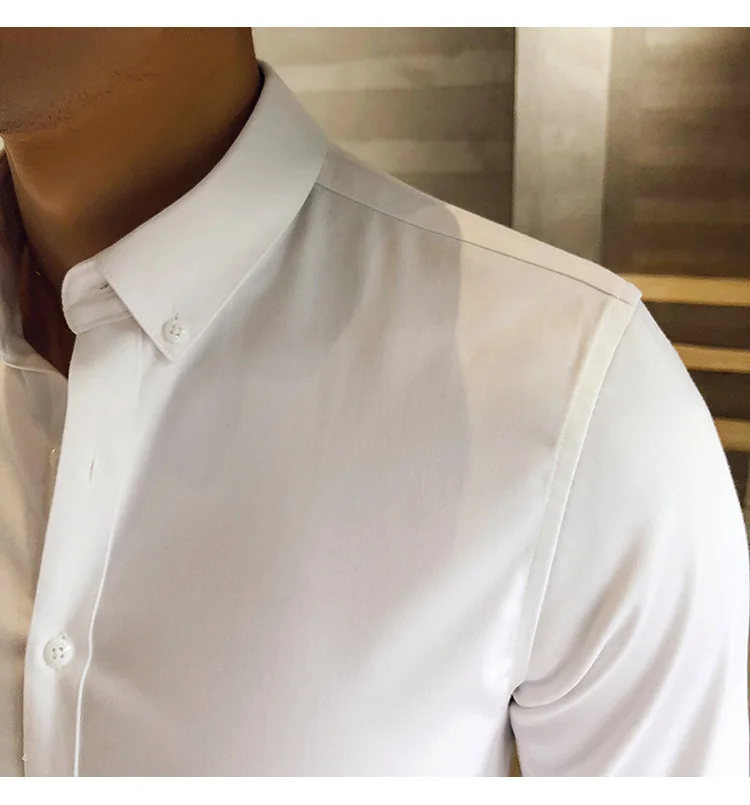 Рубашка в британском стиле, Мужская Осенняя официальная одежда, однотонные мужские рубашки с длинными рукавами, универсальная приталенная рубашка на каждый день, Мужская 3XL-M