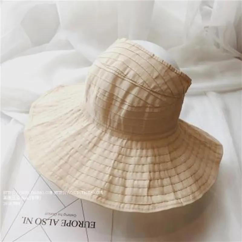 Sparsil летняя шляпа для защиты от солнца, Пустой Топ, солнце, регулируемый головной убор, однотонная шапка, парусиновая женская модная одежда для девочек - Цвет: Beige