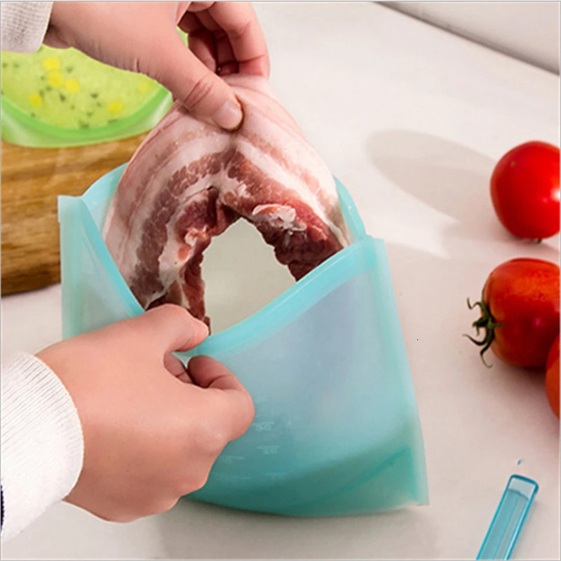 2Packs1000ml Пищевая силиконовая сумка для хранения свежести упаковочная Вакуумная упаковочная сумка для холодильника