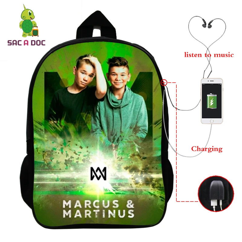 164-JX-Marcus 1 Маркус и Мартинус рюкзак женский USB зарядка школьные сумки для подростков девочек и мальчиков Многофункциональный рюкзак мужские дорожные сумки через плечо - Цвет: 164-JX-Marcus 1