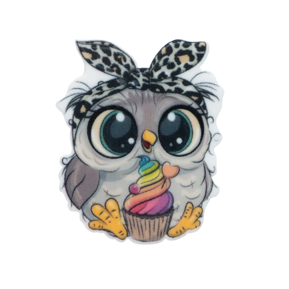 5pcs/lot Cute Owl Acrylic Flatback Planar Resins DIY Sew For Bow-knot Gift Crafts Jewelry Accessories
