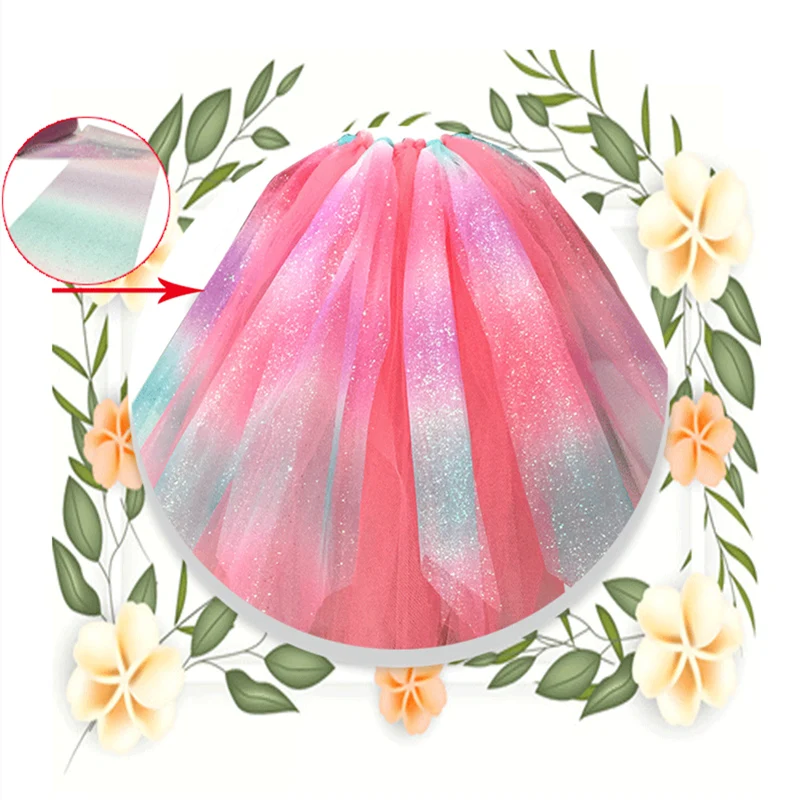 

Free Shipping Gradient Color Soft Tulle Rolls Netting Rolls with Glitter Tulle Fabric Spool Ribbon for Clothes- 6" by 10 Yards