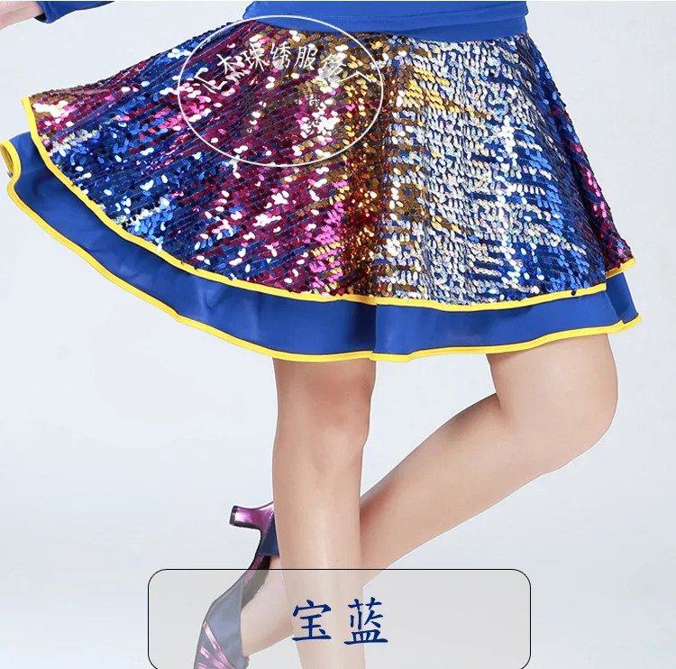 Latin Skirts Sequin Game Skirt Latin Cha-cha Dance Practice Performance Skirt Ballroom Dancing Short Skirt