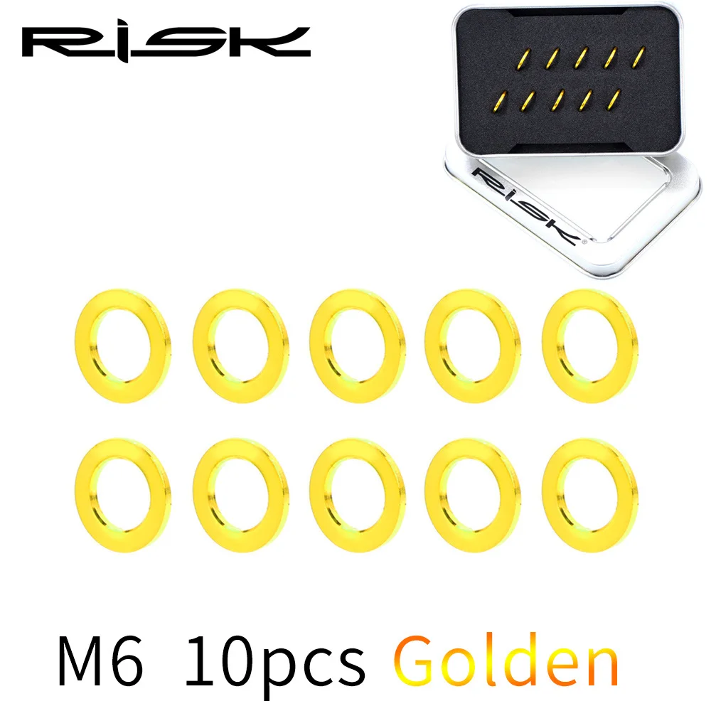 1 Set m6 Golden RISK M5/M6 шайба прокладка гайка и набор болтов плоское кольцо уплотнение Ассортимент Комплект с винтовая прокладка GR5(TC4) титановый сплав 10 шт. 1 комплект - Цвет: 1 Set m6 Golden