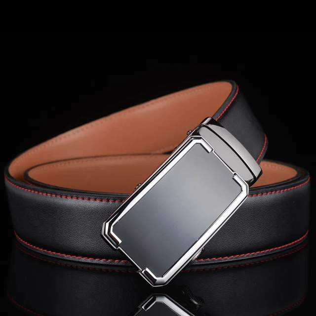 Mens Designer Belts Leather Fashion Ratchet Belt with Automatic Slide Buckle