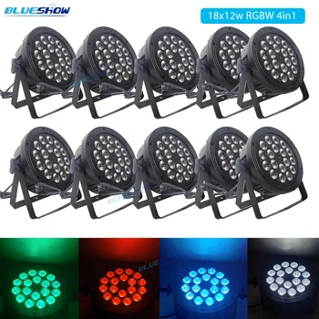 

10pcs/lot,LED Flat Par 18x12W RGBW 4in1 Lighting Strobe DMX Controller For Disco DJ Music Party Club Dance Floor Bar Stage Light