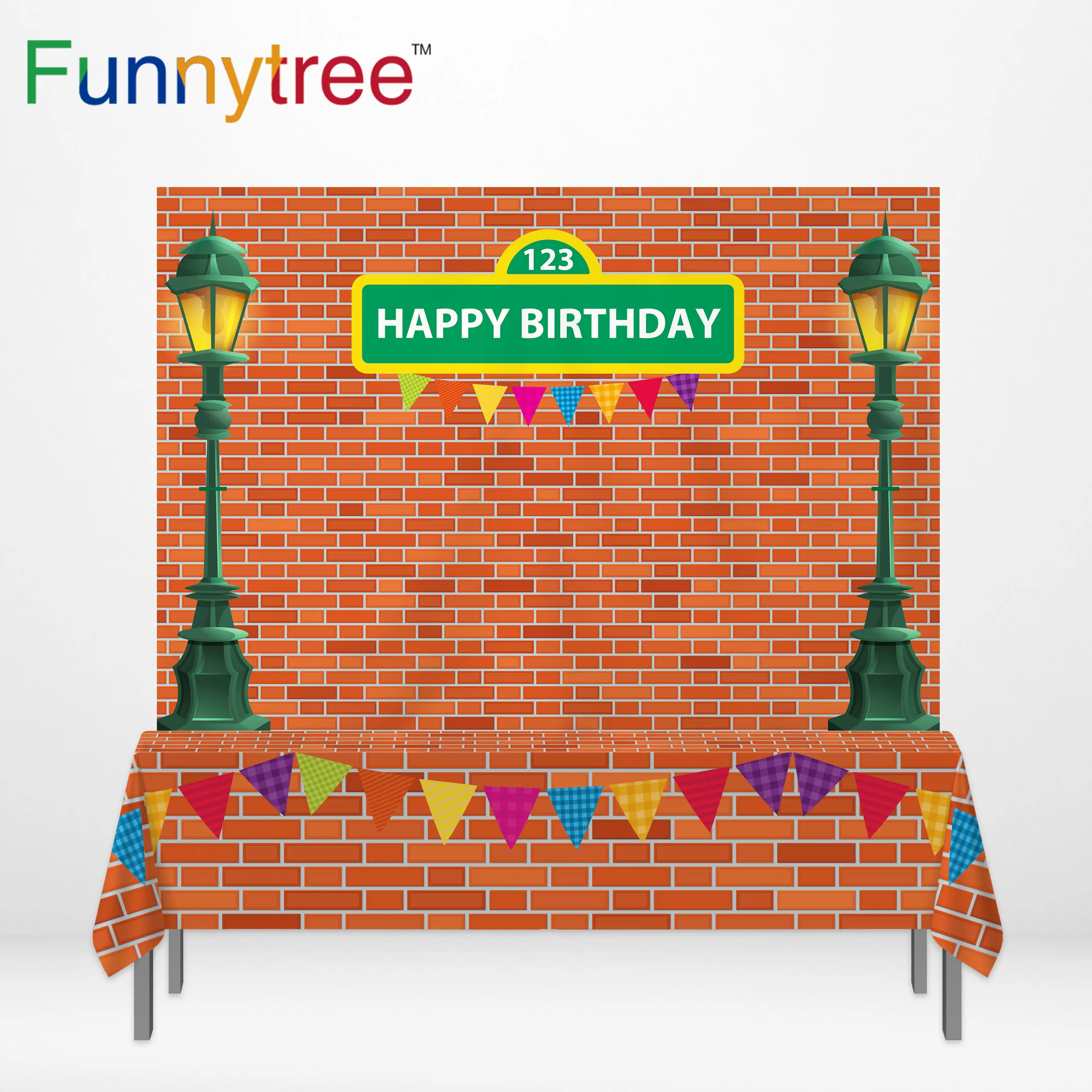 Funnytree вечерние баннер фото детский душ задний план Улица Сезам светильник детский день рождения декоративный фон скатерть Фотофон
