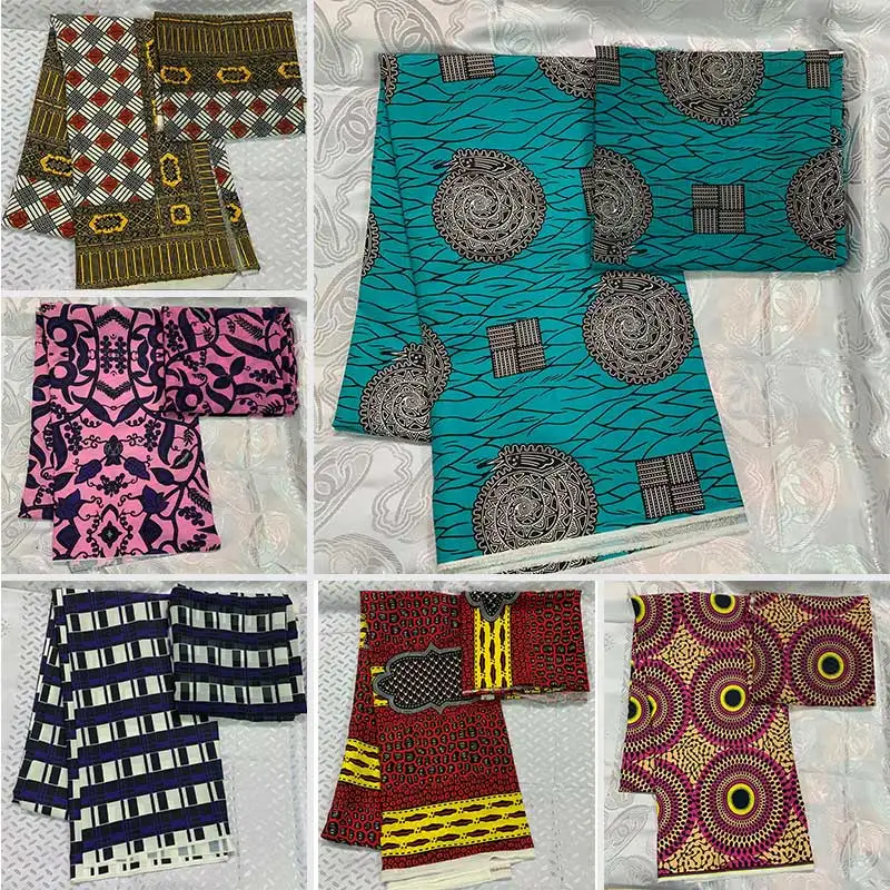Натуральная шелковая ткань Африканская шелковая восковая шелковая шифоновая ткань 2+ 4 ярдов африканская ткань Дубай кружевная африканская восковая ткань для Пэчворк TAN01