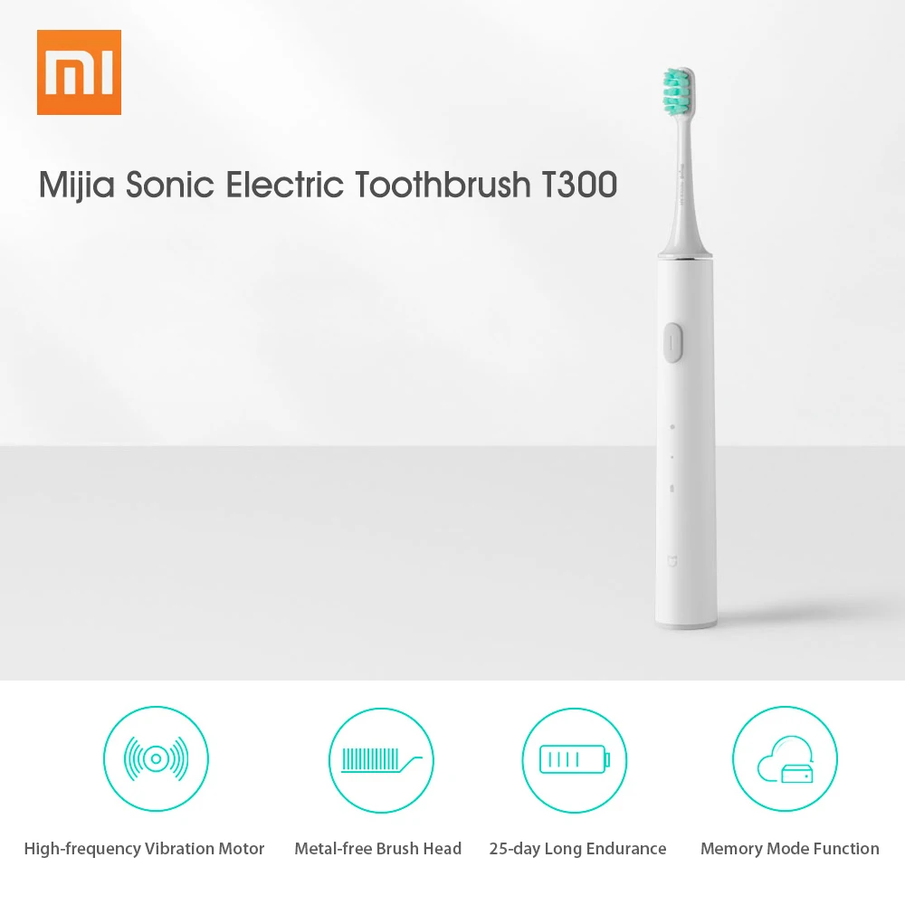 Оригинальная Xiaomi Mijia Sonic электрическая зубная щетка T300 высокочастотная вибрация Магнето 25 дней Срок службы батареи Водонепроницаемая зубная щетка