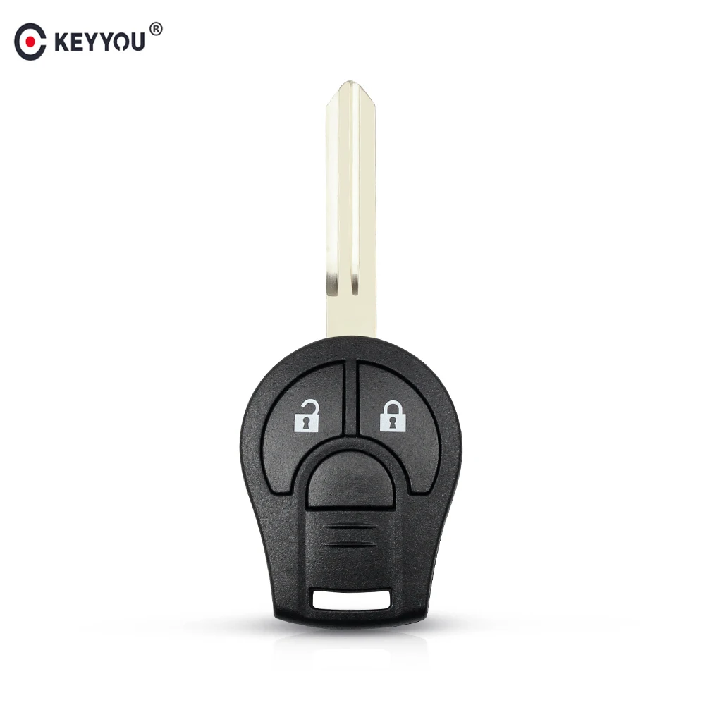 

KEYYOU Key Shell for Nissan 2 Buttons Replacement Remote Car Key Cover Case Uncut Blade for Nissan Micra K14 FCC March Sunny