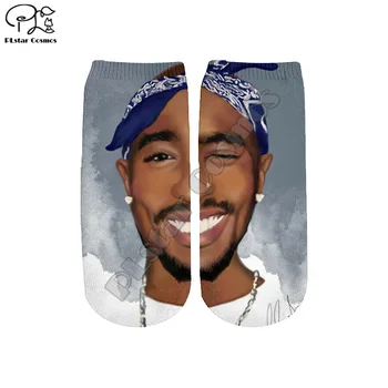 

PLstar Cosmos Tupac 2puc XXXTentacion Eminem 90's rapper HipHop 3DPrint Women/men/boy/girl Summer Autumn Short Ankle Socks A-10