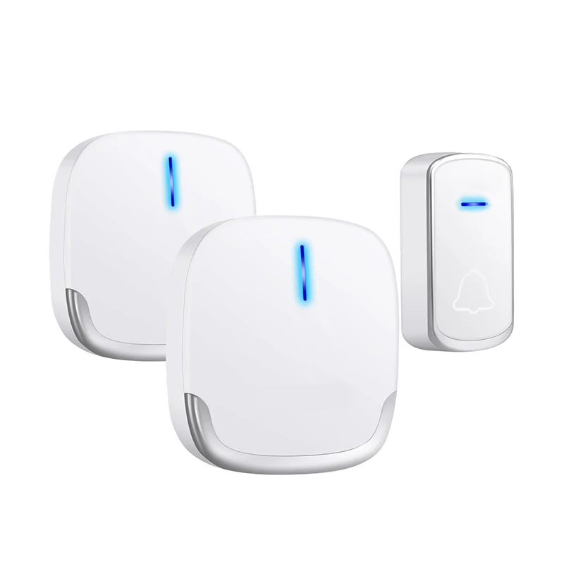 

Wireless Doorbell Waterproof 280M Range Smart 58 Melody Ring Door Bell 1 Push Doorbells Button + 2Receivers Vc100-240V(Us Plug)
