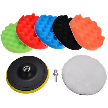 

7Pcs 150mm Buffing Pad Polishing Pad Kit 6 InchPolishing Wheel Sponge For For Car Polisher Pads M14 Drill Adapter Abrasive Tools