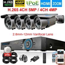 TOPROHOMIE H.265+ 4CH 5MP CCTV NVR система 48V 4MP безопасности наружная POE ip-камера 2,8-12 мм зум-объектив система видеонаблюдения